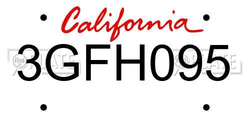 3GFH095 California License Plate