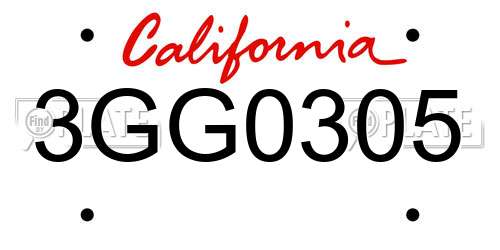 3GG0305 California License Plate