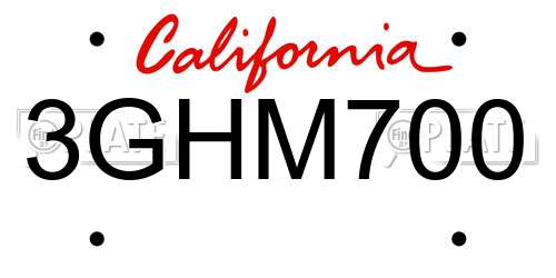 3GHM700 California License Plate