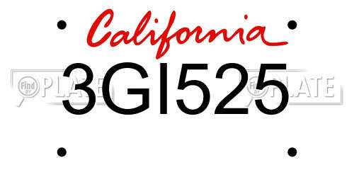 3GI525 California License Plate