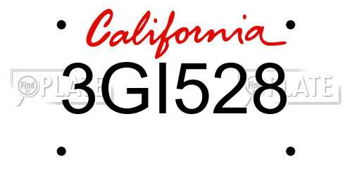 3GI528 California License Plate