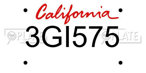3GI575 California License Plate