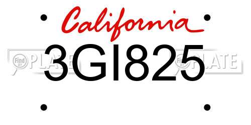 3GI825 California License Plate