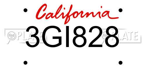 3GI828 California License Plate