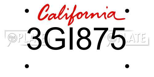 3GI875 California License Plate