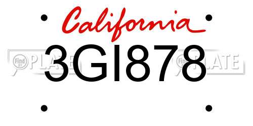 3GI878 California License Plate