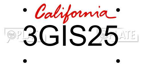 3GIS25 California License Plate