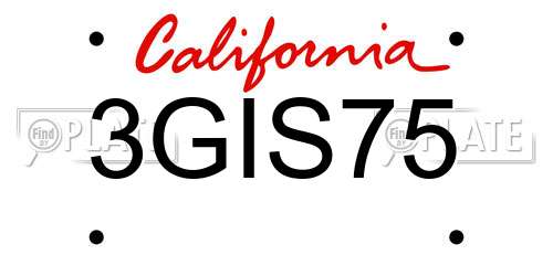 3GIS75 California License Plate