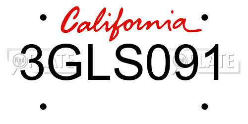3GLS091 California License Plate