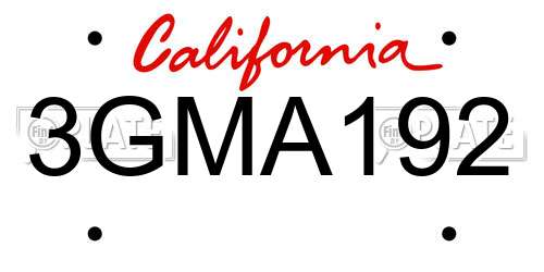 3GMA192 California License Plate