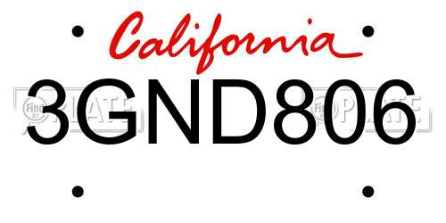 3GND806 California License Plate