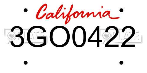 3GO0422 California License Plate
