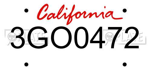 3GO0472 California License Plate