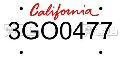 3GO0477 California License Plate