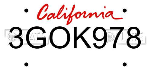 3GOK978 California License Plate