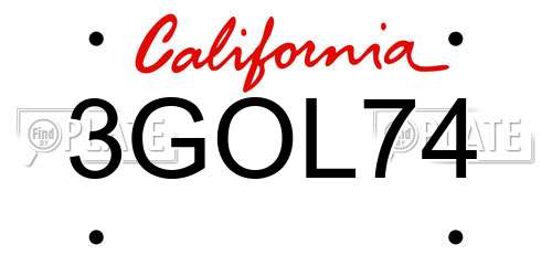 3GOL74 California License Plate