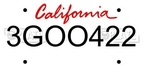 3GOO422 California License Plate