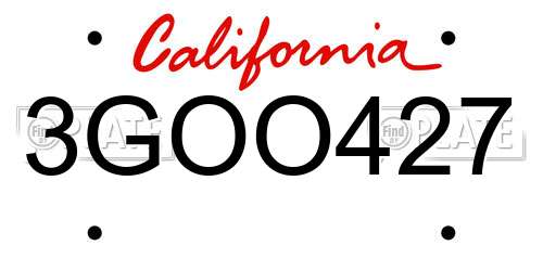 3GOO427 California License Plate