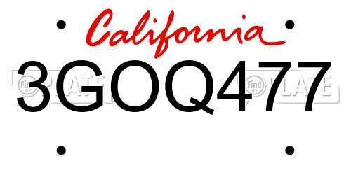 3GOQ477 California License Plate