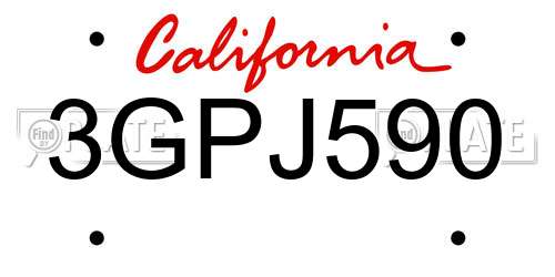 3GPJ590 California License Plate