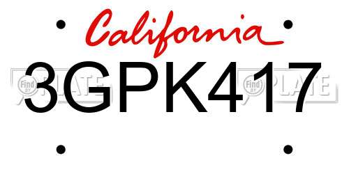 3GPK417 California License Plate