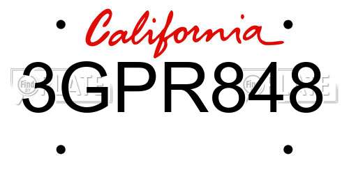 3GPR848 California License Plate