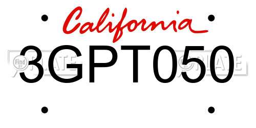 3GPT050 California License Plate