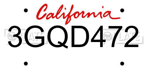 3GQD472 California License Plate