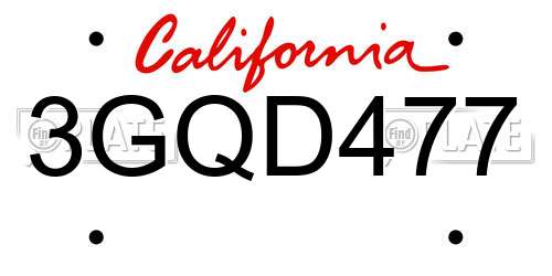 3GQD477 California License Plate
