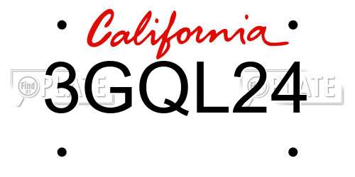 3GQL24 California License Plate