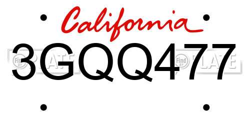 3GQQ477 California License Plate