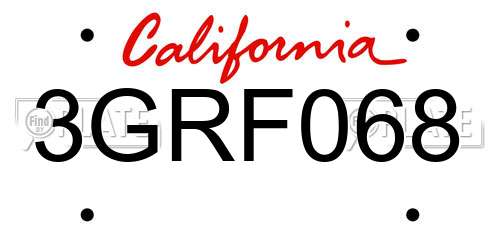 3GRF068 California License Plate