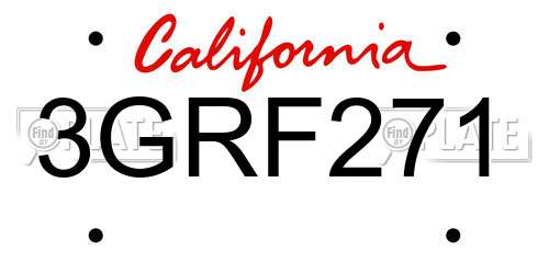 3GRF271 California License Plate
