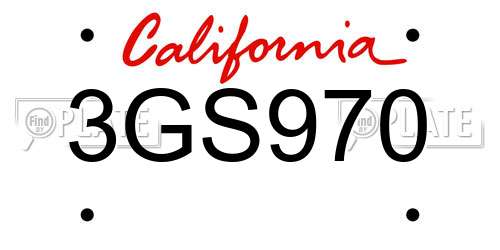 3GS970 California License Plate