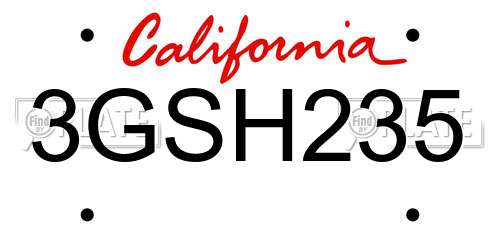 3GSH235 California License Plate