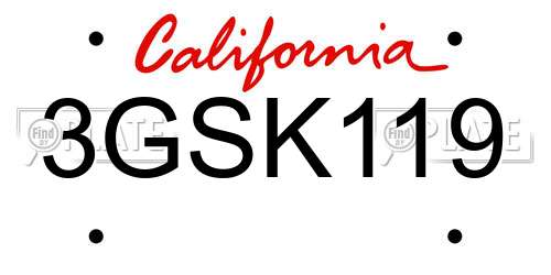 3GSK119 California License Plate