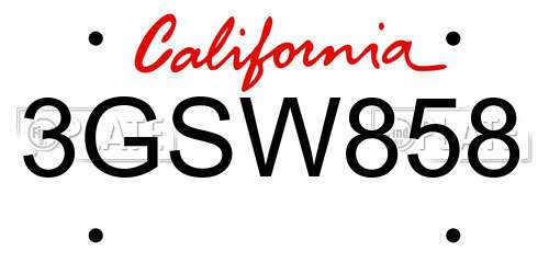 3GSW858 California License Plate