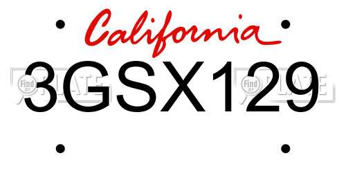 3GSX129 California License Plate