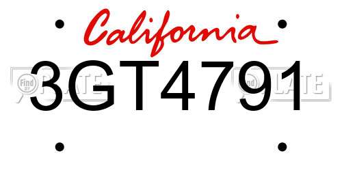 3GT4791 California License Plate