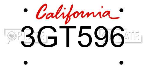 3GT596 California License Plate