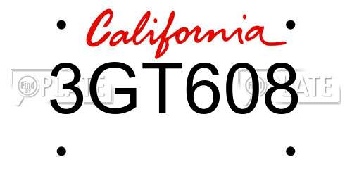 3GT608 California License Plate