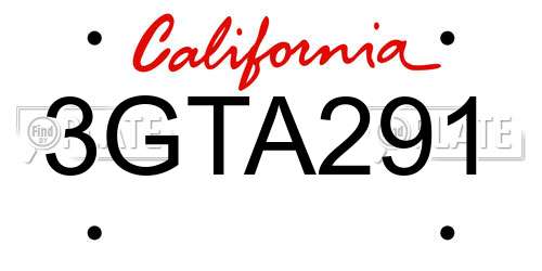 3GTA291 California License Plate