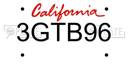 3GTB96 California License Plate