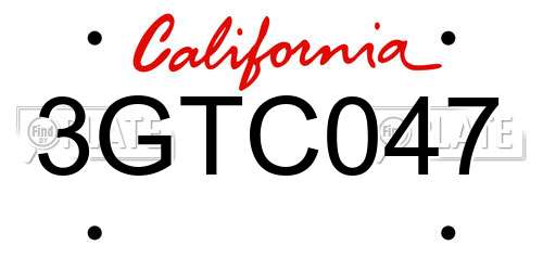 3GTC047 California License Plate