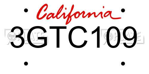 3GTC109 California License Plate