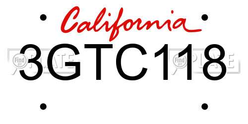 3GTC118 California License Plate