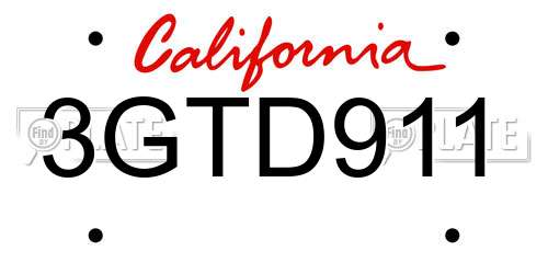 3GTD911 California License Plate