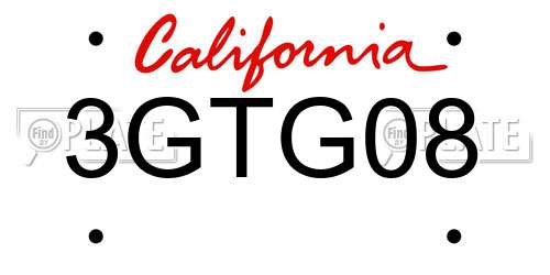 3GTG08 California License Plate