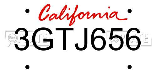 3GTJ656 California License Plate