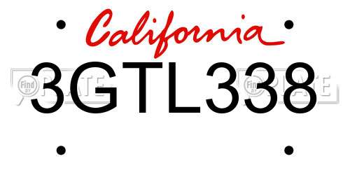3GTL338 California License Plate